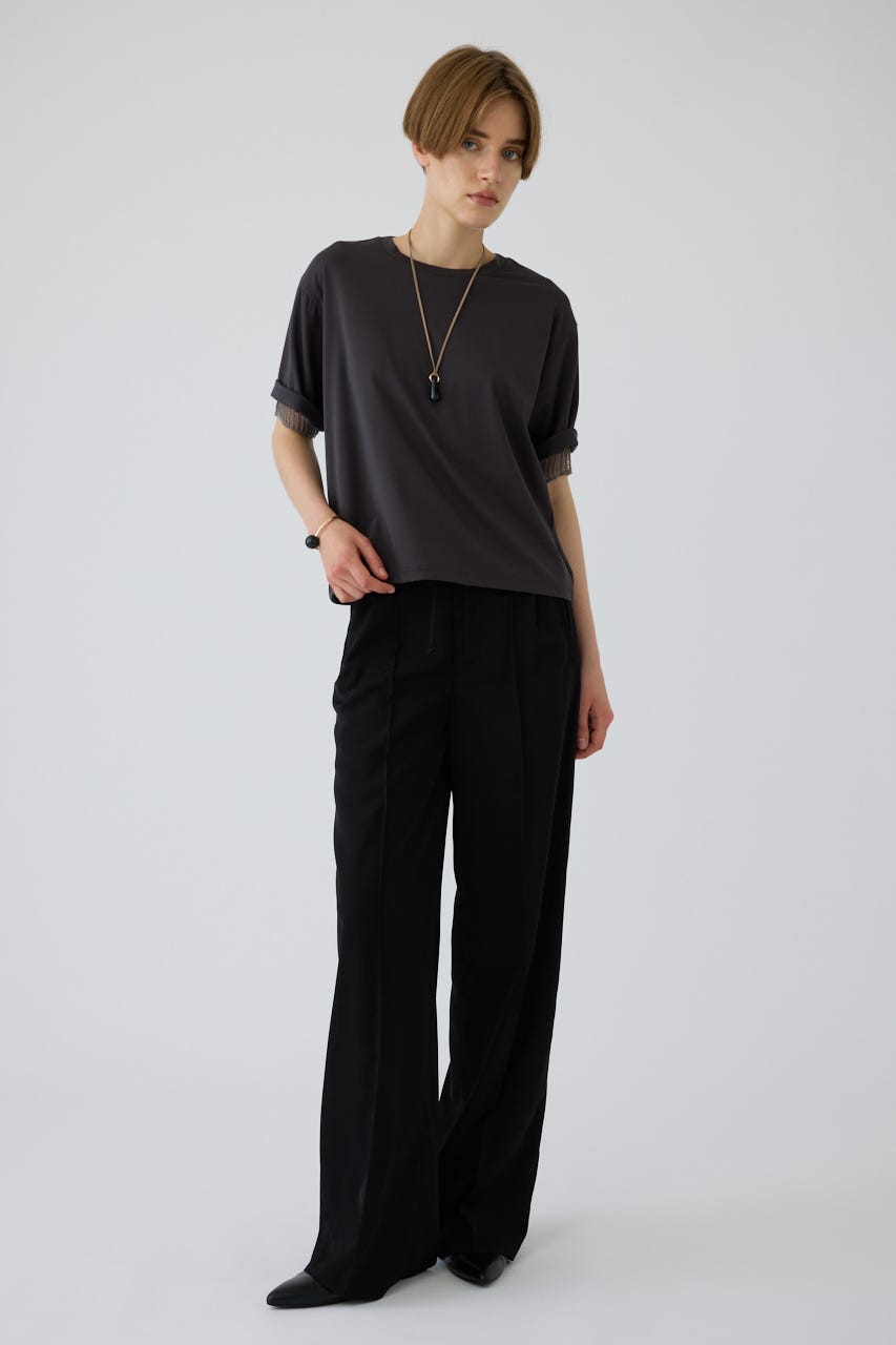 7/15- order start Mesh layered sleeve tee C.GRY FREE