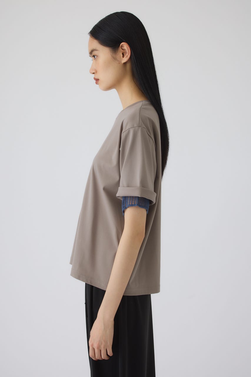 7/15- order start Mesh layered sleeve tee GREIGE FREE