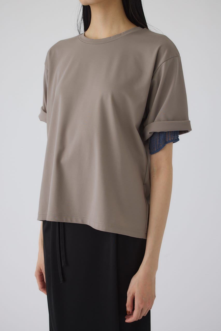 7/15- order start Mesh layered sleeve tee GREIGE FREE