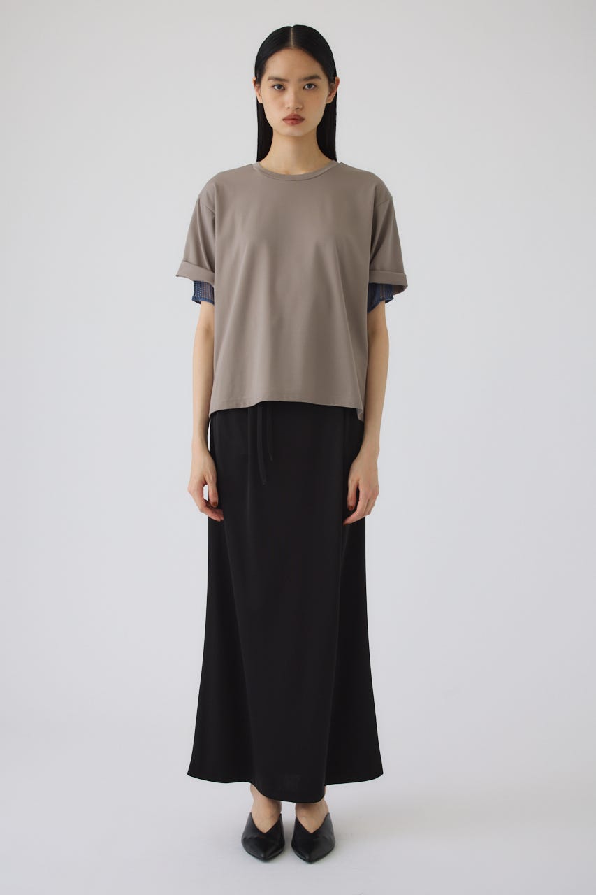 7/15- order start Mesh layered sleeve tee GREIGE FREE