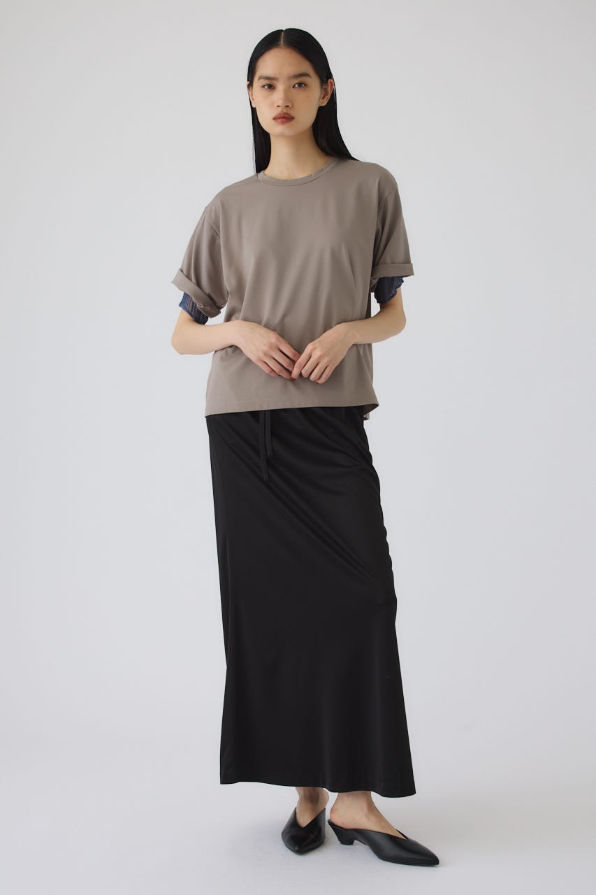 7/15- order start Mesh layered sleeve tee GREIGE FREE