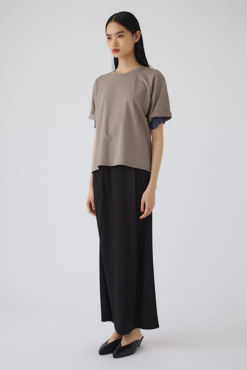 7/15- order start Mesh layered sleeve tee GREIGE FREE