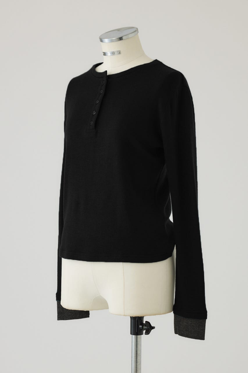 【26FW PRE ORDER】Essential henley cut tops BLK FREE