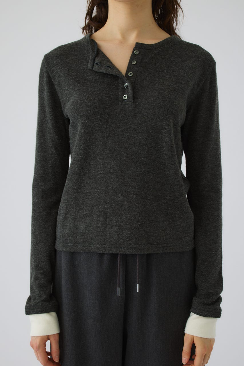 Essential henley cut tops C.GRY FREE