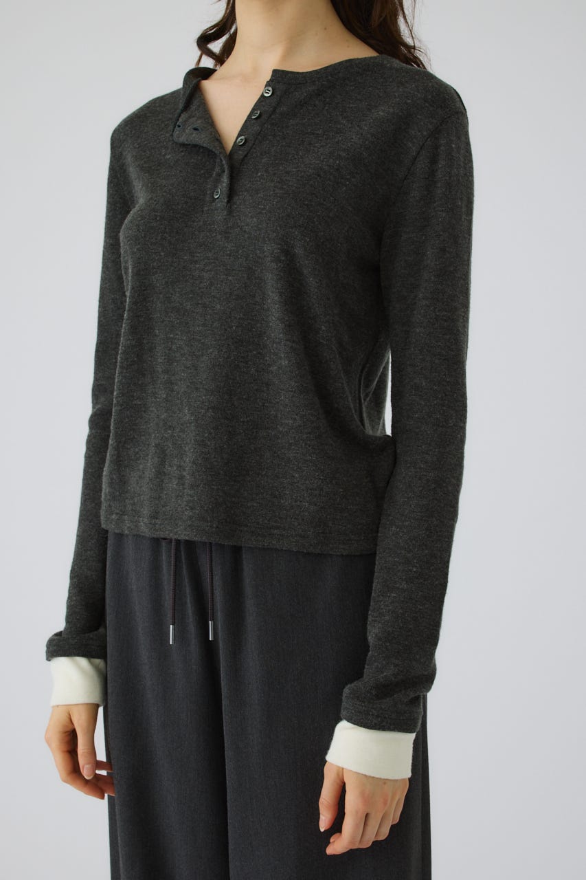 Essential henley cut tops C.GRY FREE