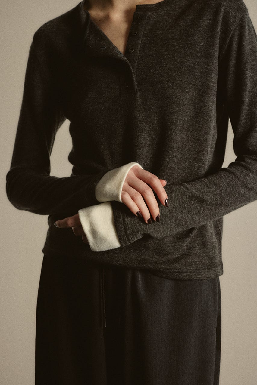 【26FW PRE ORDER】Essential henley cut tops C.GRY FREE