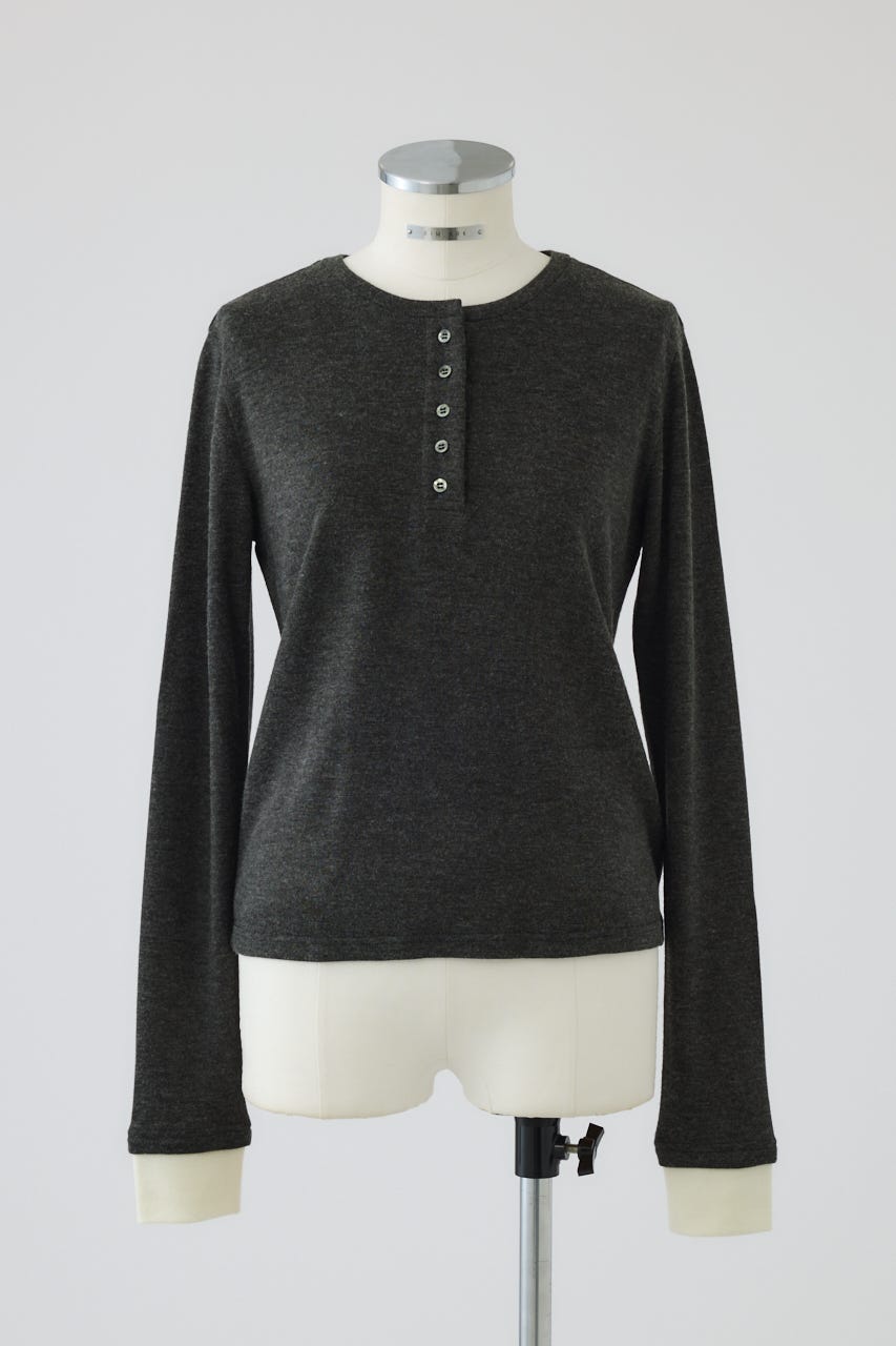 【26FW PRE ORDER】Essential henley cut tops C.GRY FREE