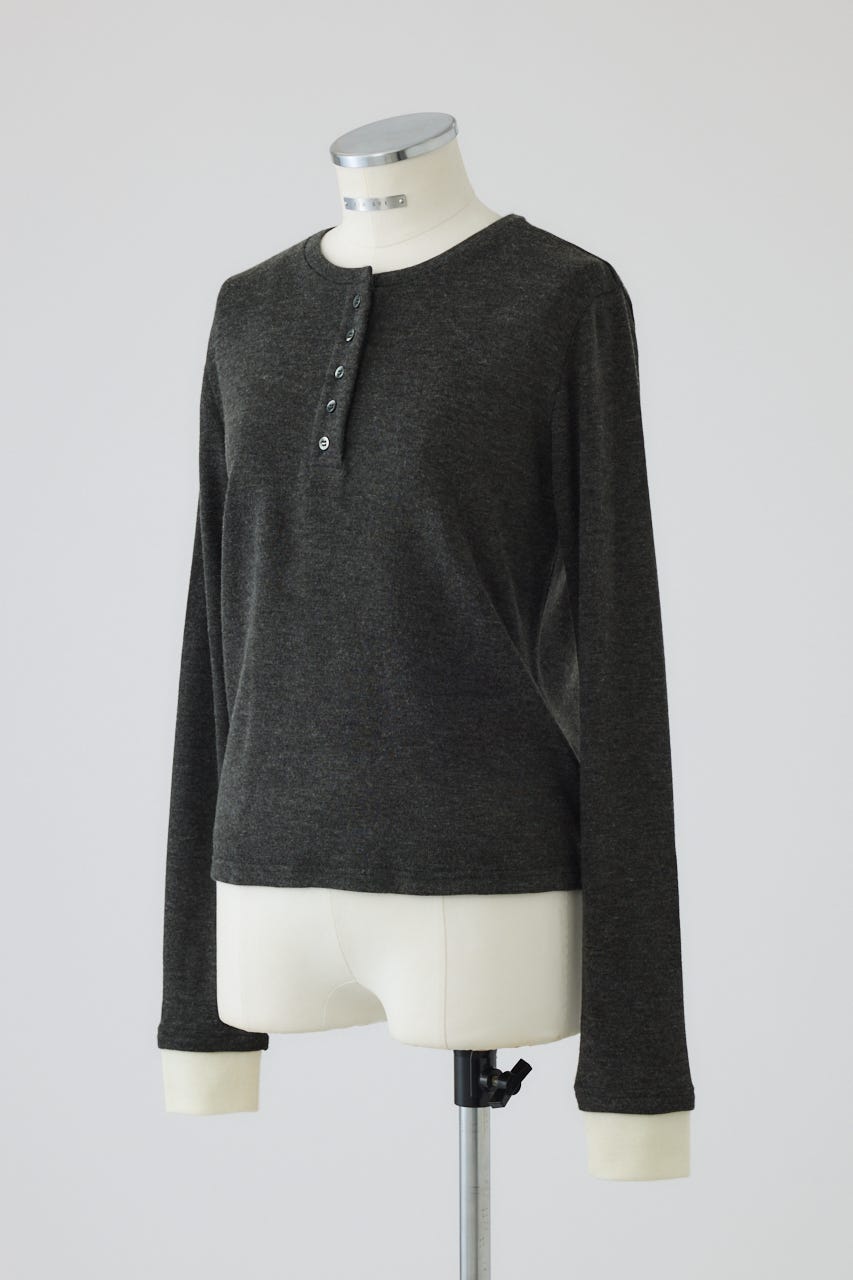 【26FW PRE ORDER】Essential henley cut tops C.GRY FREE