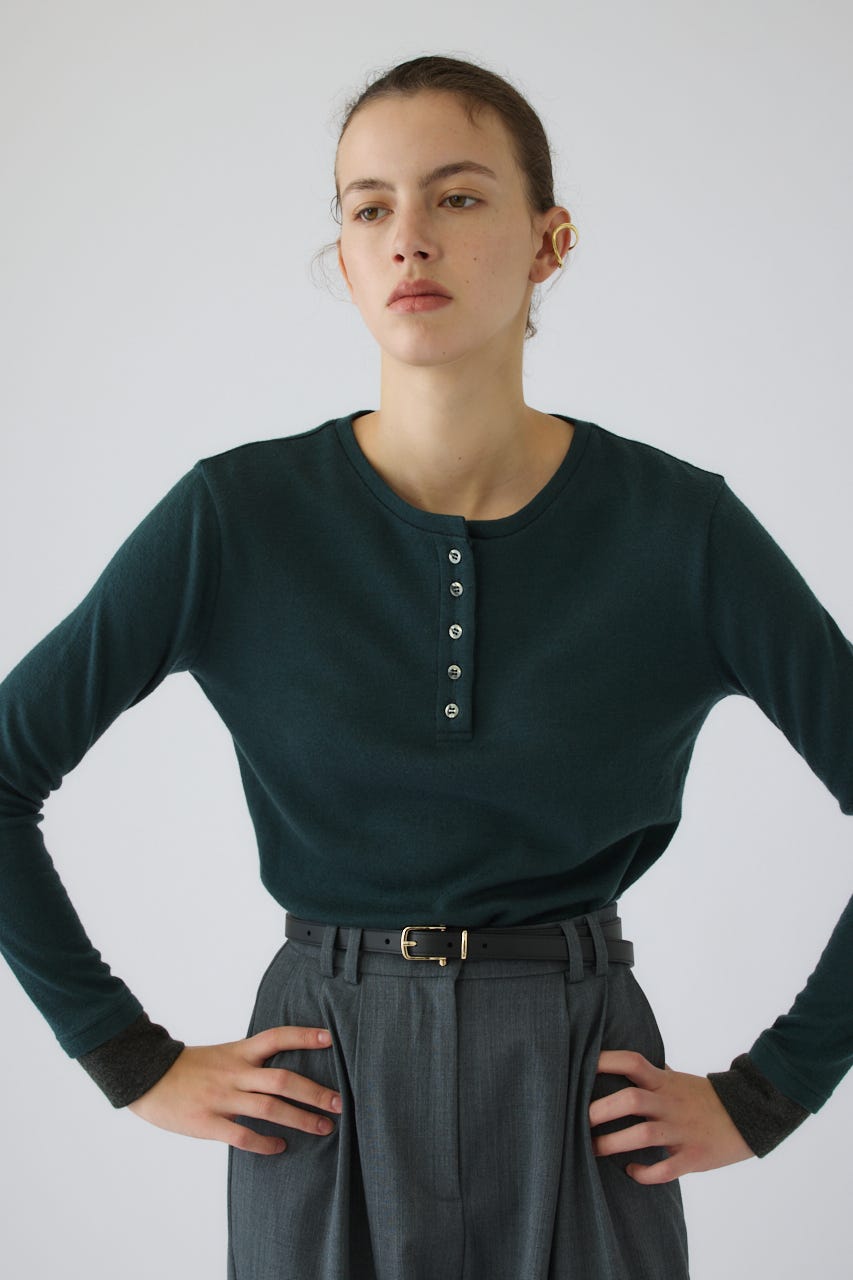 Essential henley cut tops GRN FREE