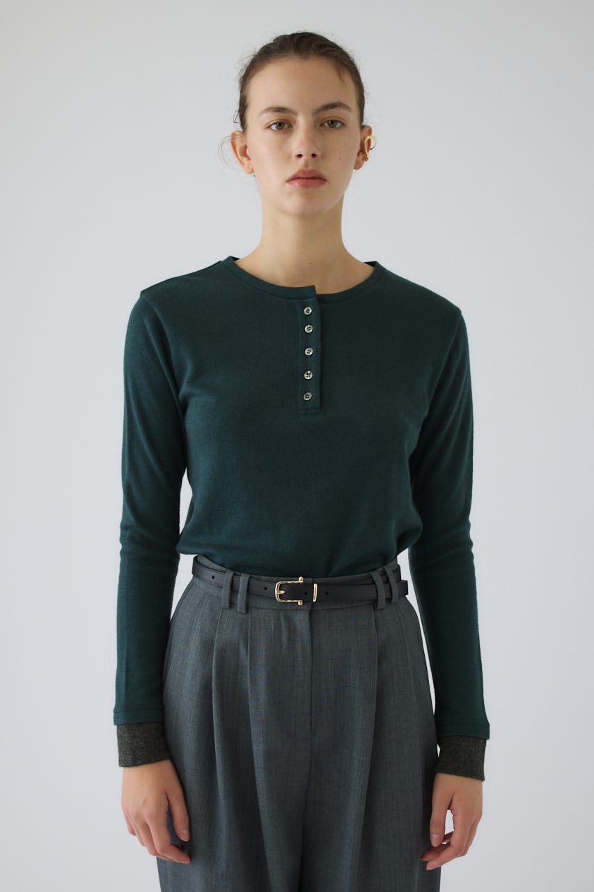 Essential henley cut tops GRN FREE