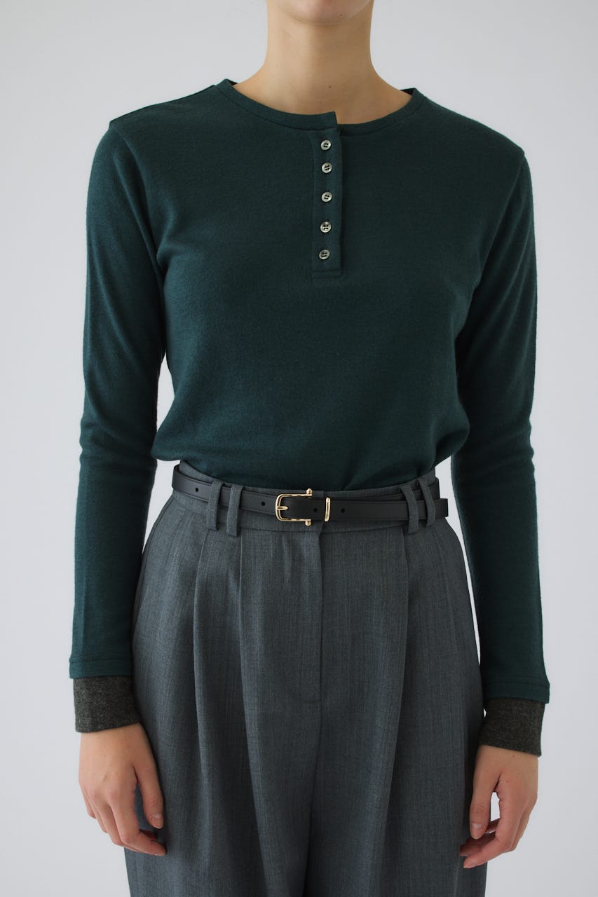 Essential henley cut tops GRN FREE