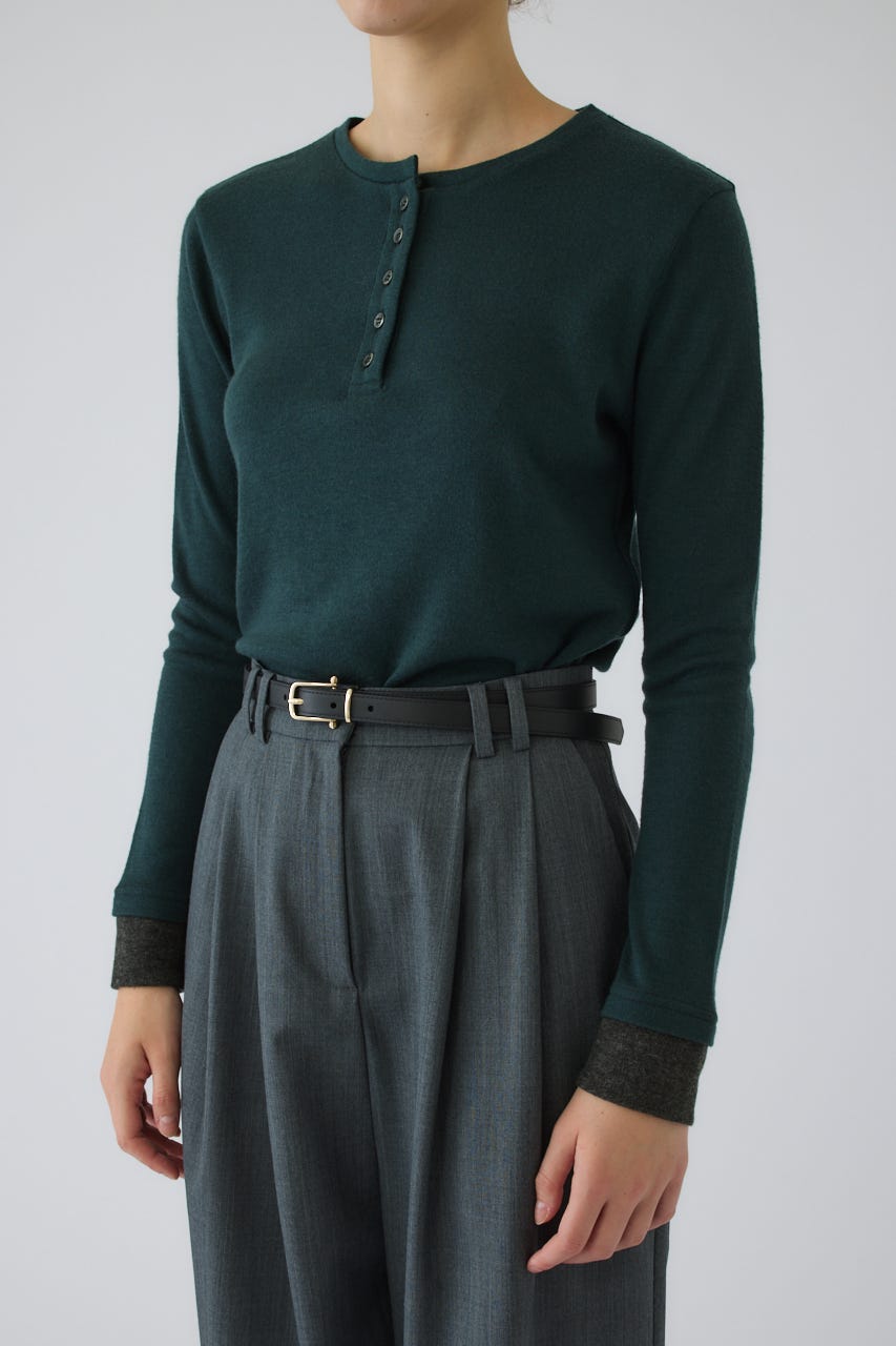 Essential henley cut tops GRN FREE