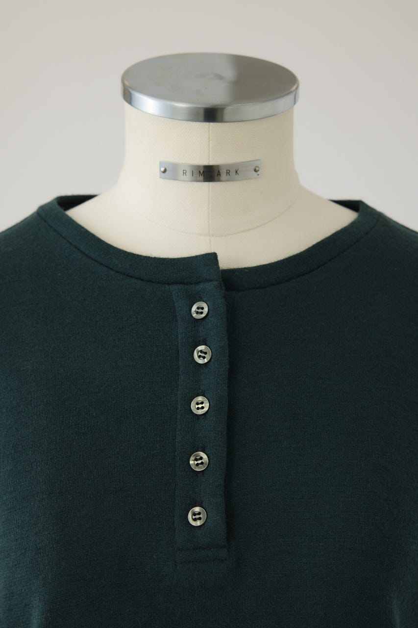 【26FW PRE ORDER】Essential henley cut tops GRN FREE