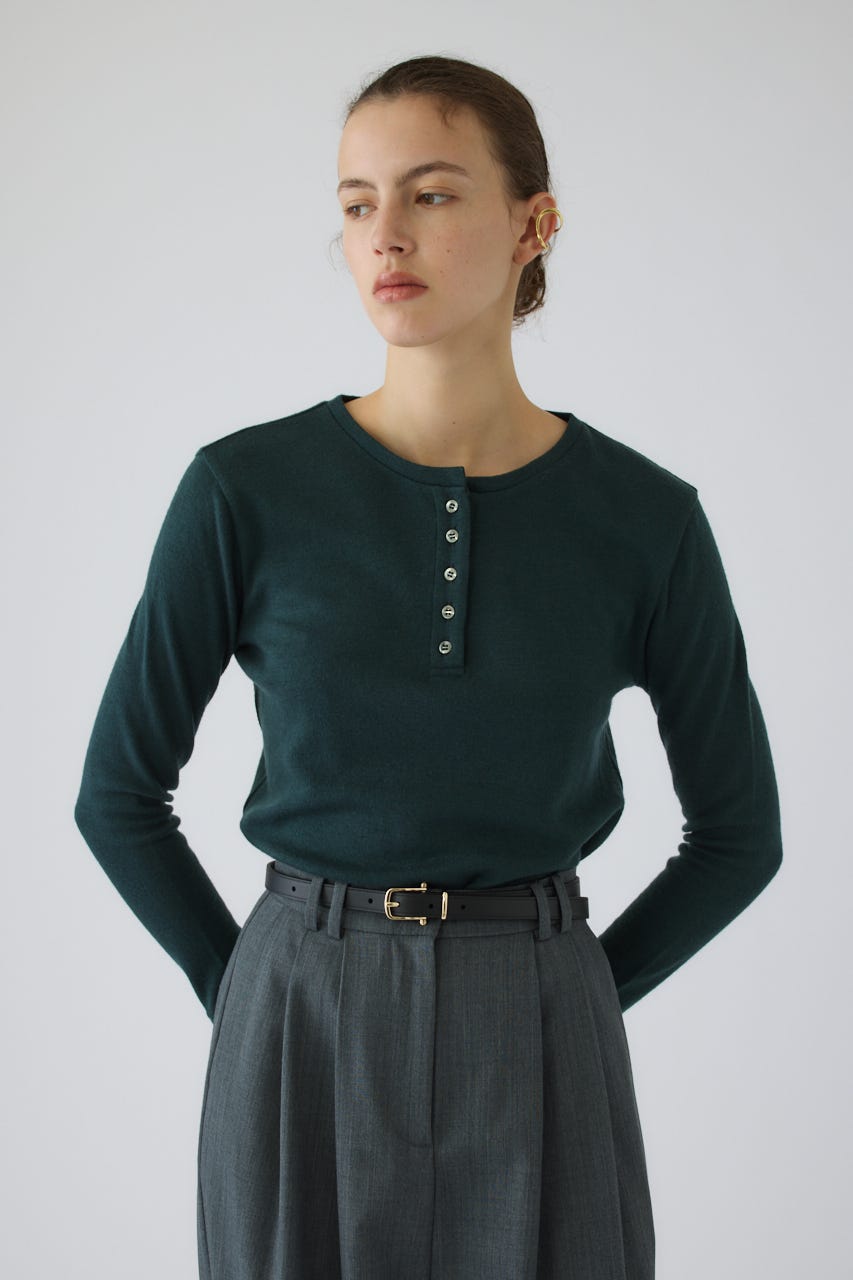 Essential henley cut tops GRN FREE