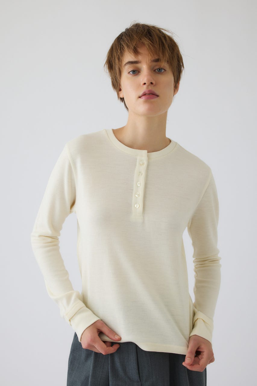 Essential henley cut tops WHT FREE