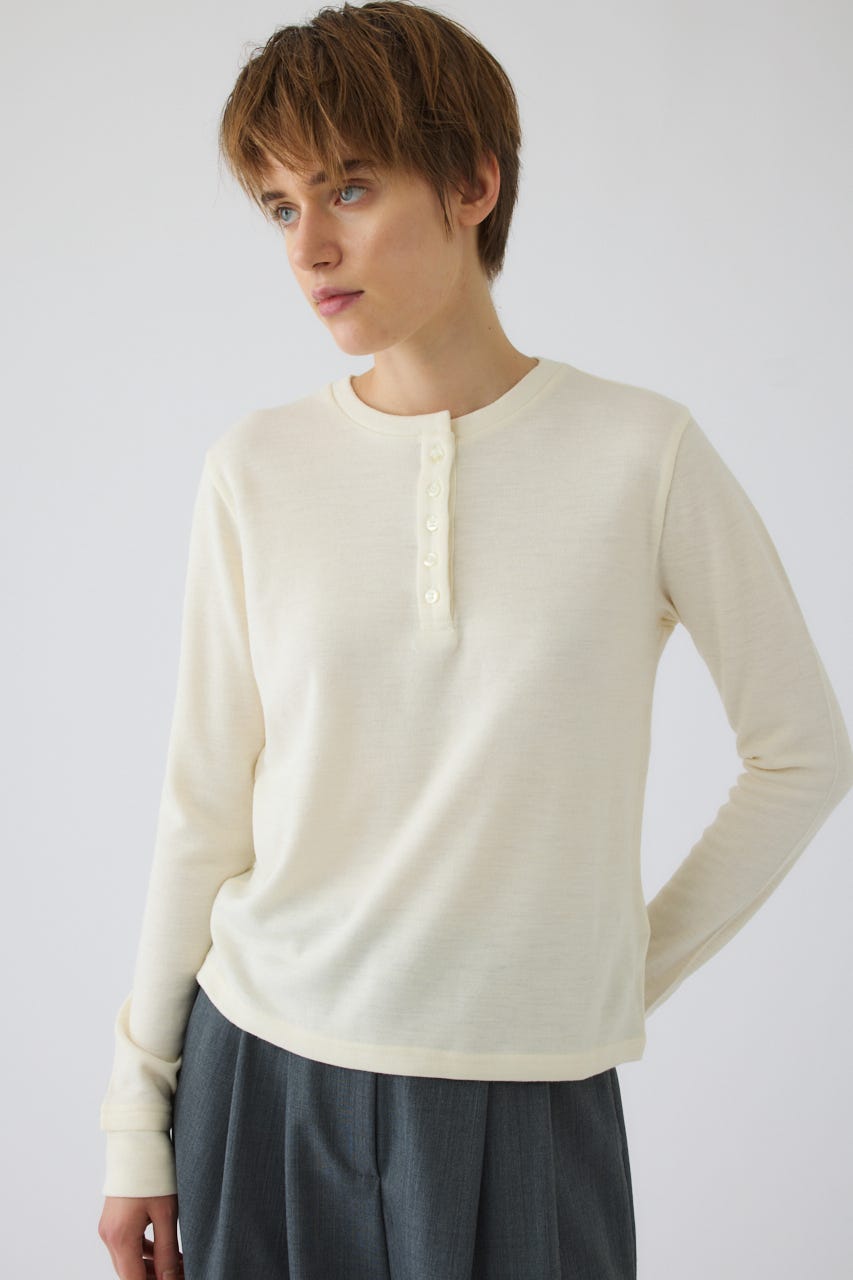Essential henley cut tops WHT FREE