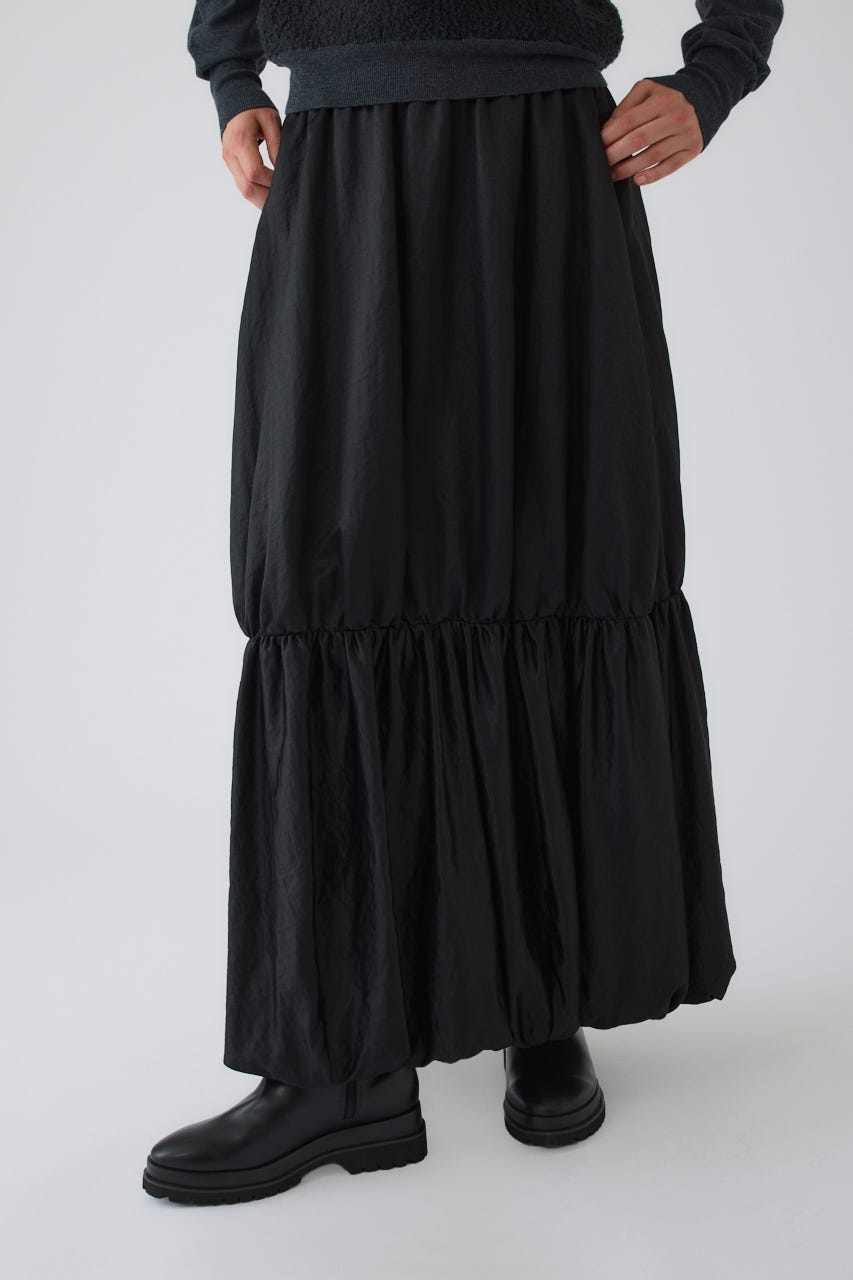 Leather like gather cocoon SK BLK 36