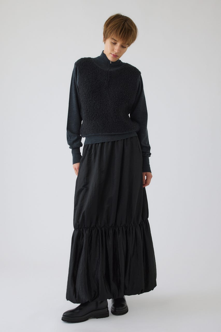 Leather like gather cocoon SK BLK 36