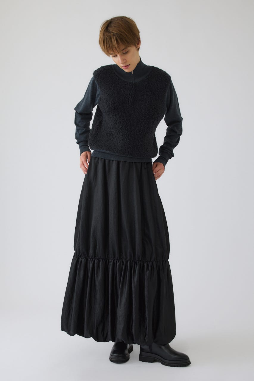 Leather like gather cocoon SK BLK 36