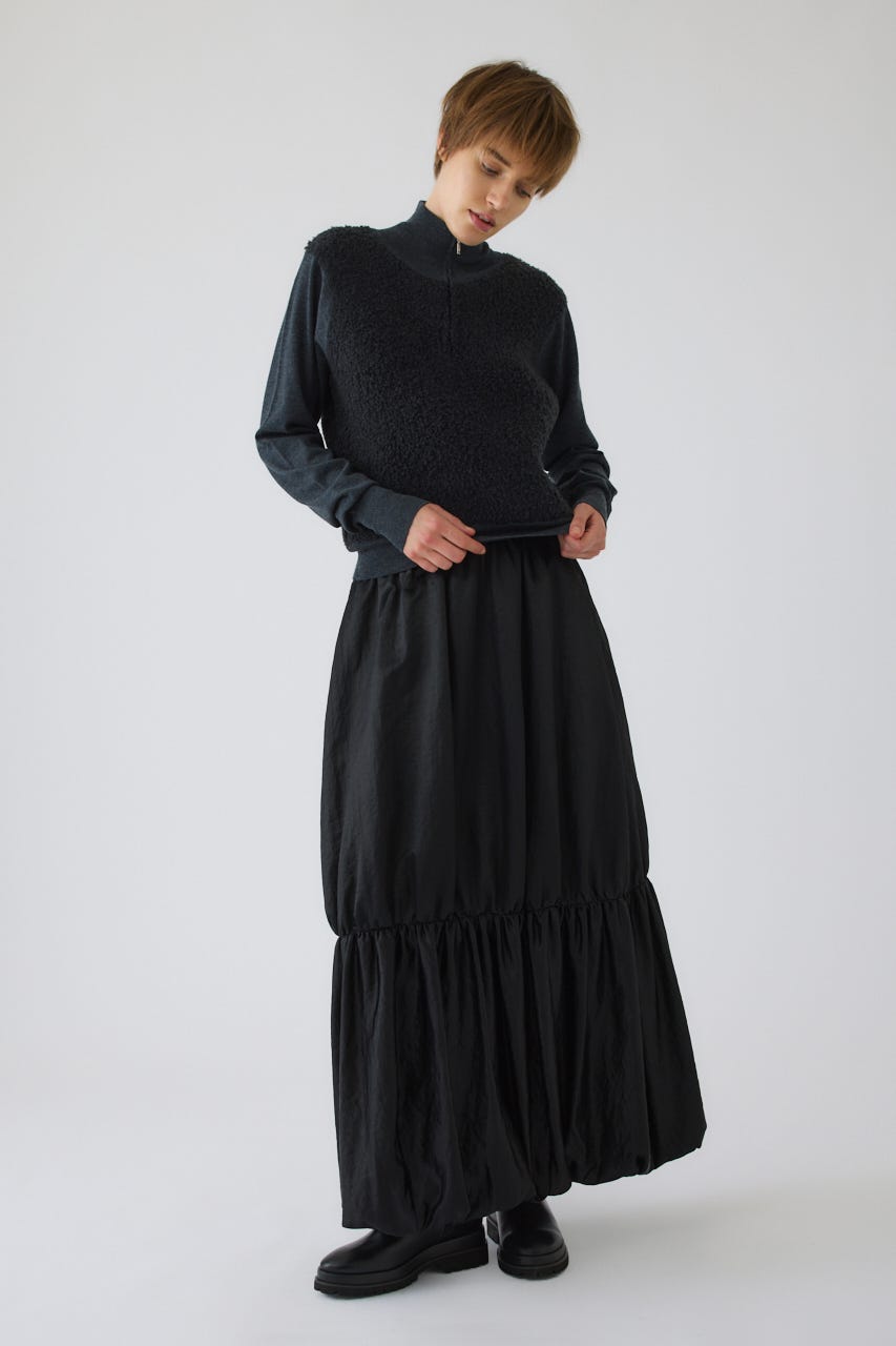 Leather like gather cocoon SK BLK 36