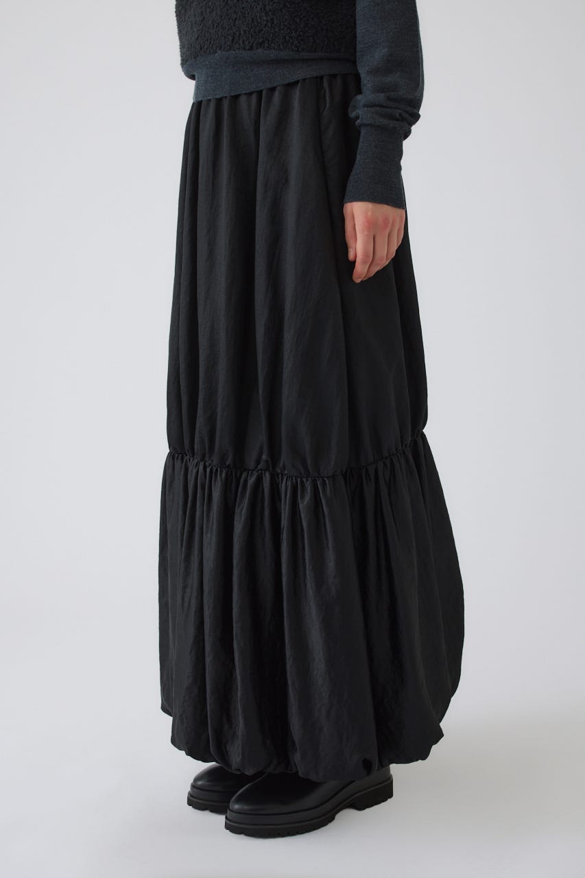 Leather like gather cocoon SK BLK 36
