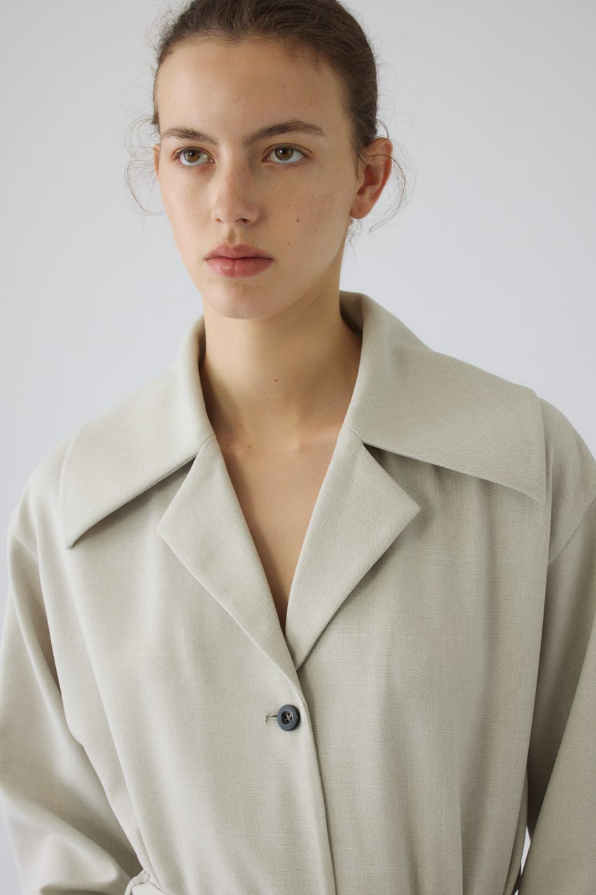 Big collar coat like dress L/GRY 36