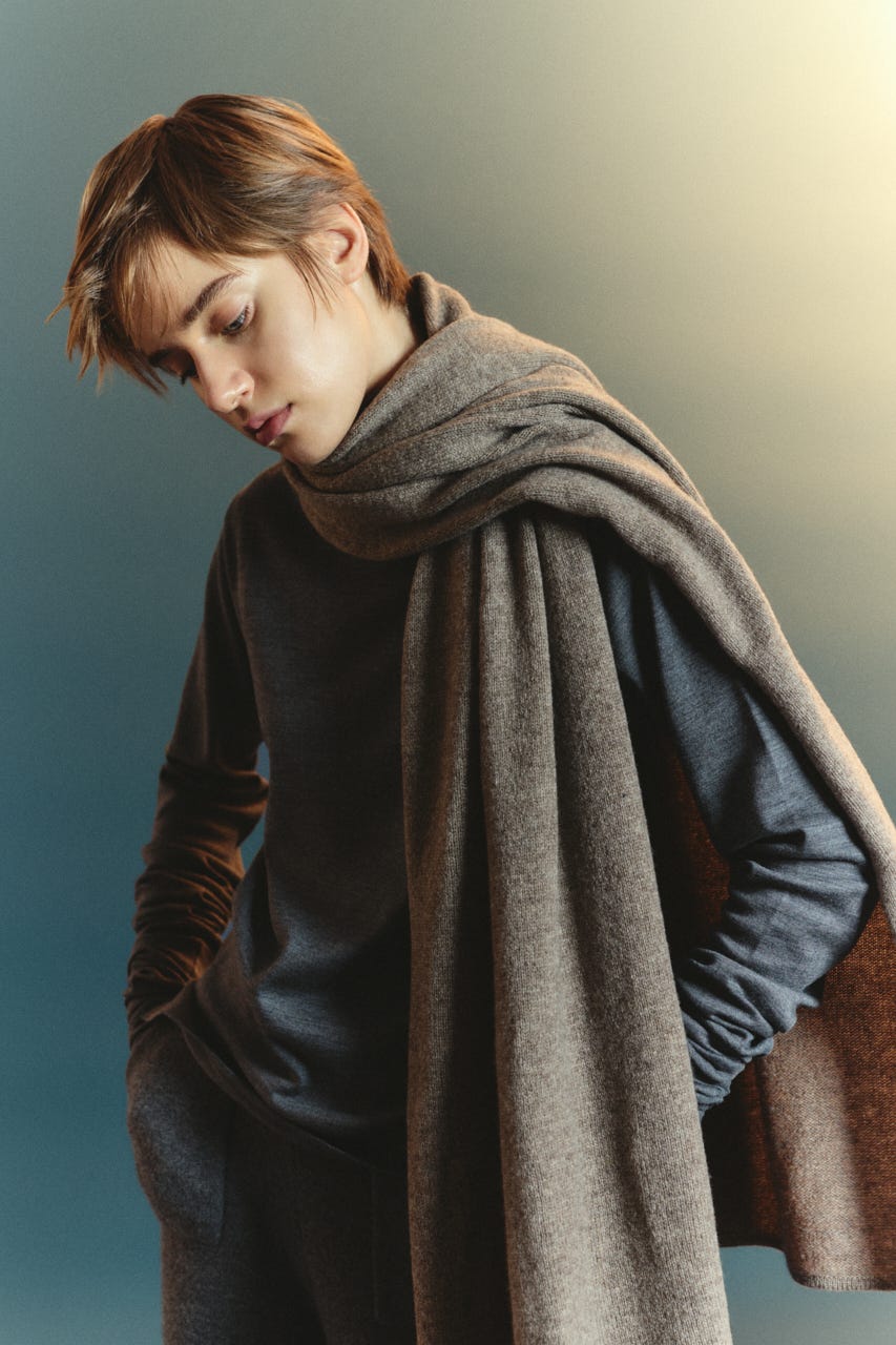 【TRANQUILITY】TQ wide knit stole BEG FREE