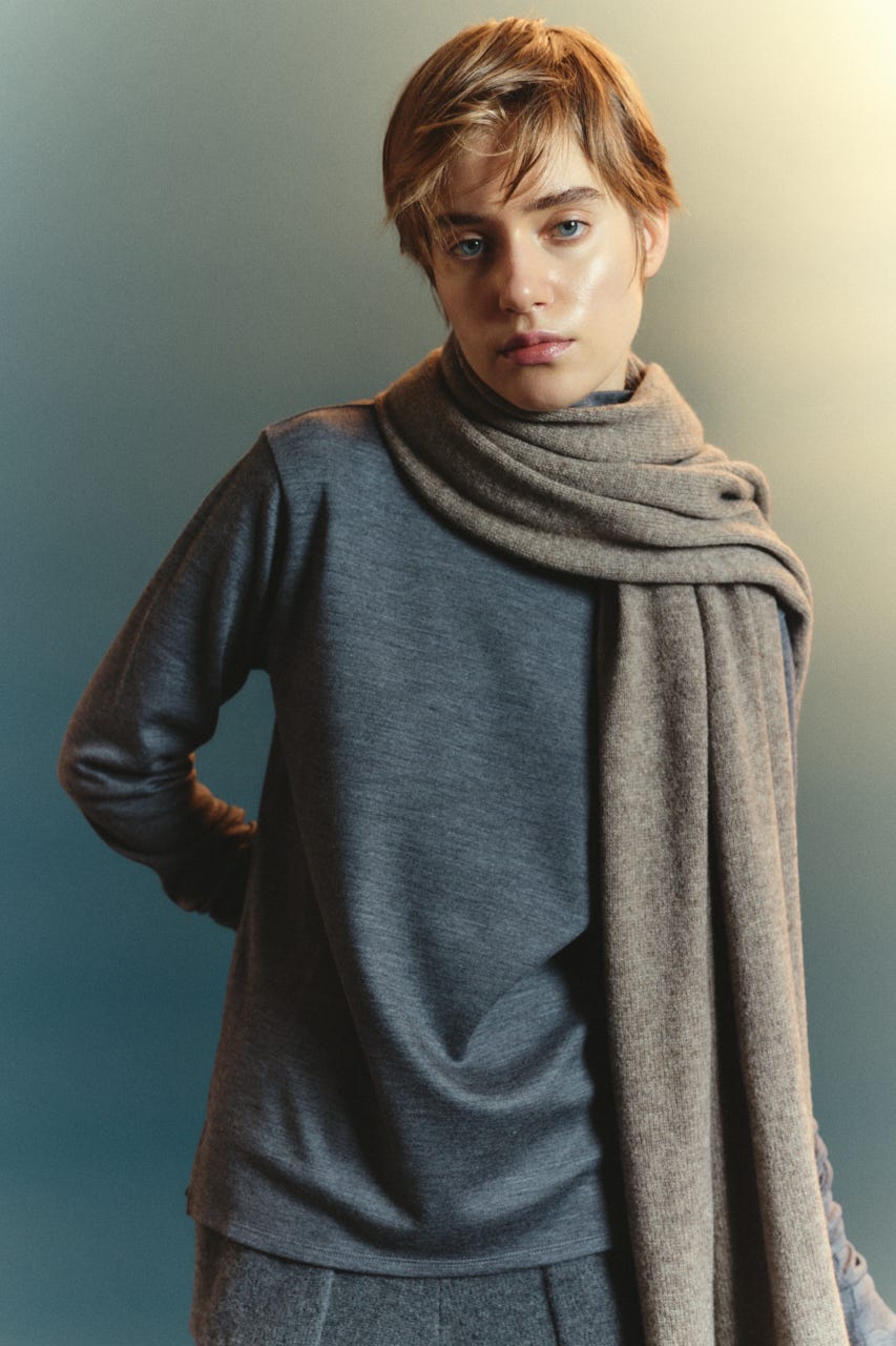 【TRANQUILITY】TQ wide knit stole BEG FREE
