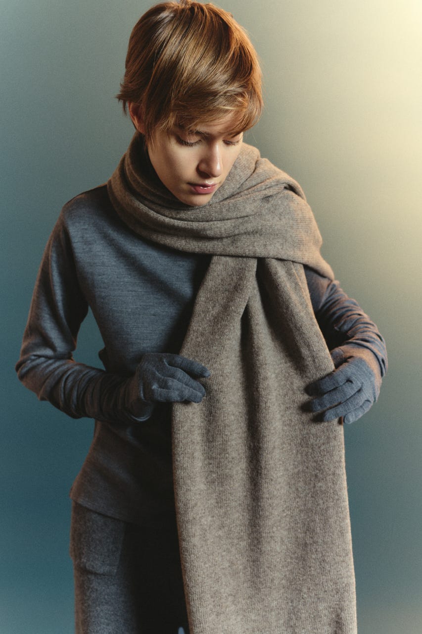 【TRANQUILITY】TQ wide knit stole BEG FREE