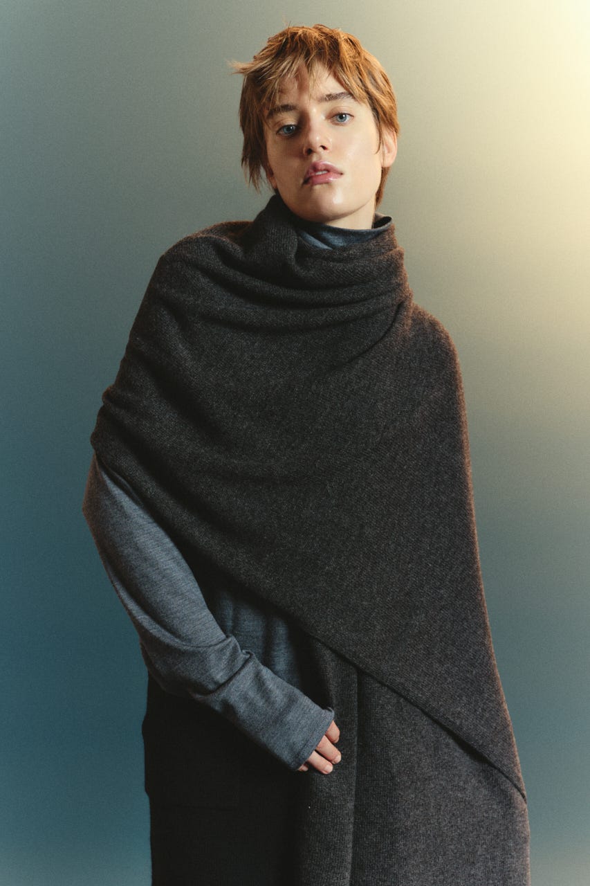 【TRANQUILITY】TQ wide knit stole BRN FREE
