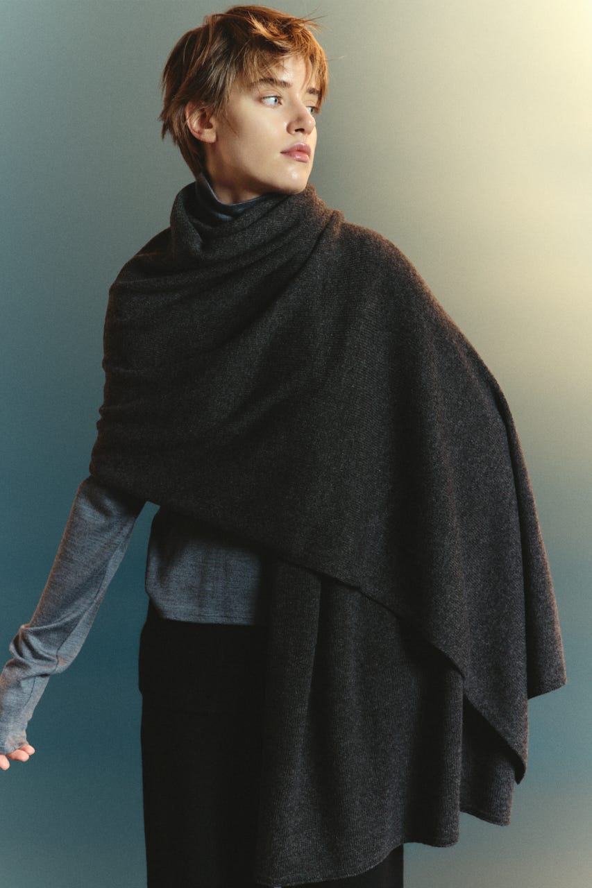 【TRANQUILITY】TQ wide knit stole BRN FREE