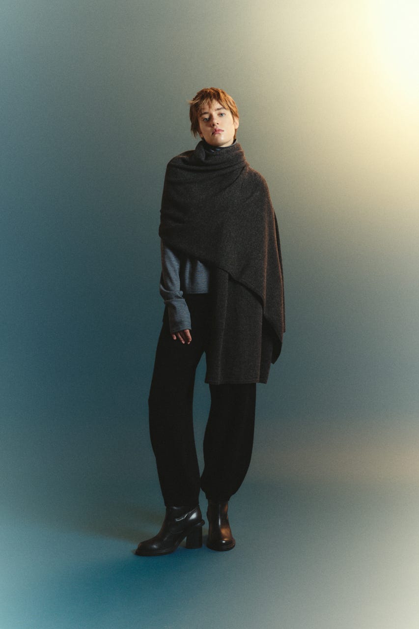 【TRANQUILITY】TQ wide knit stole BRN FREE
