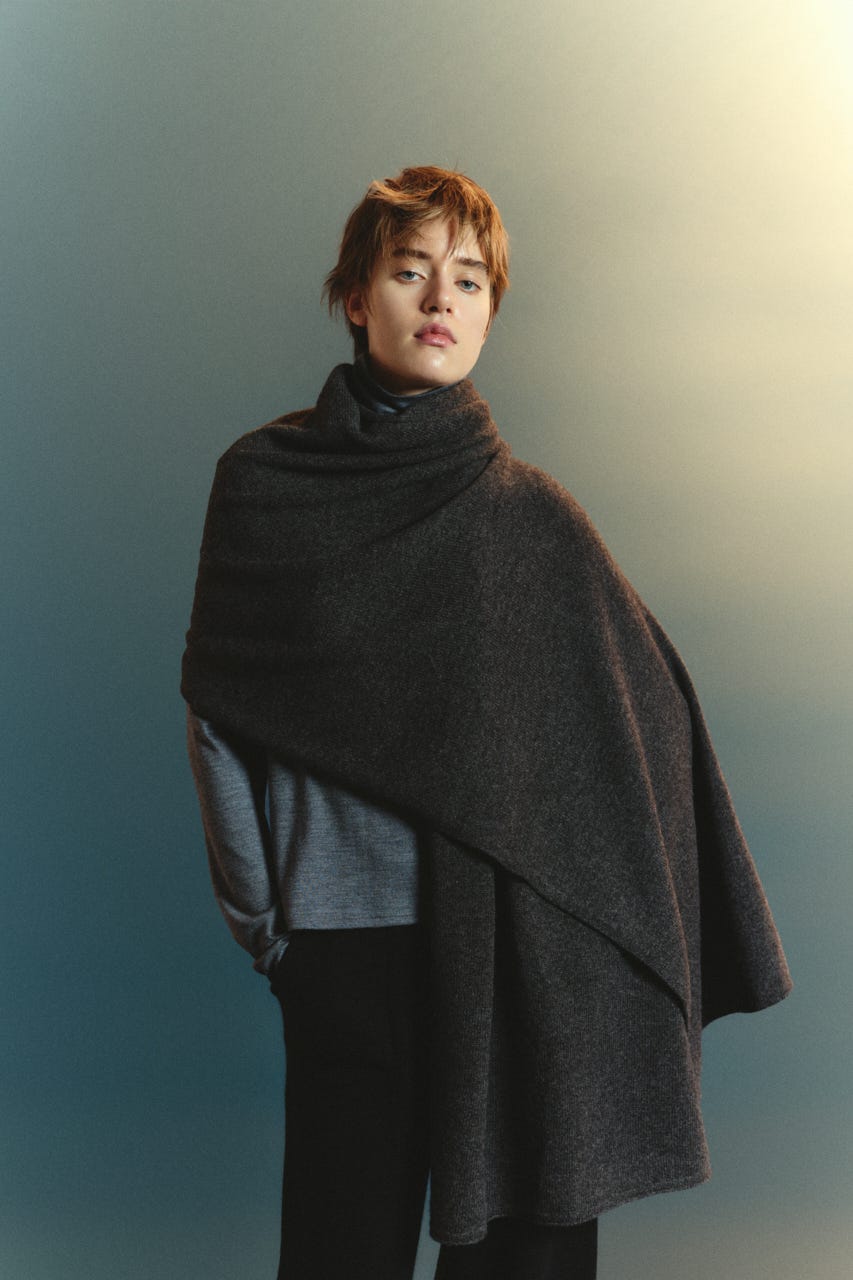 【TRANQUILITY】TQ wide knit stole BRN FREE