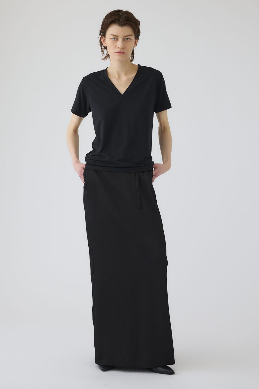6/17- order start Smooth texture v-neck tee BLK FREE