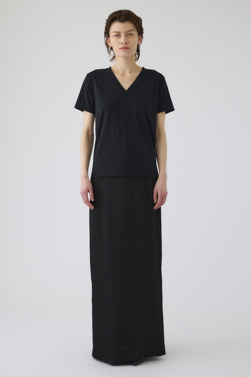 6/17- order start Smooth texture v-neck tee BLK FREE