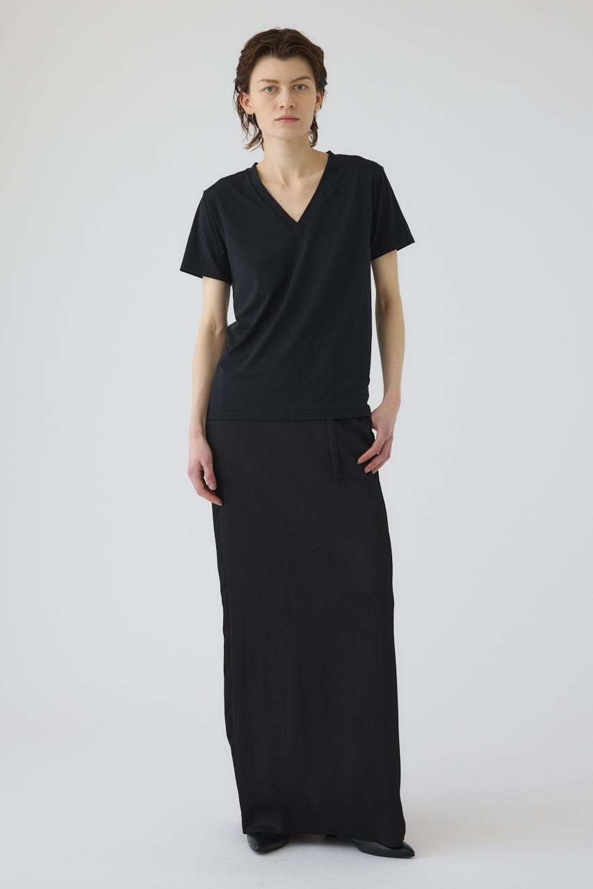 6/17- order start Smooth texture v-neck tee BLK FREE