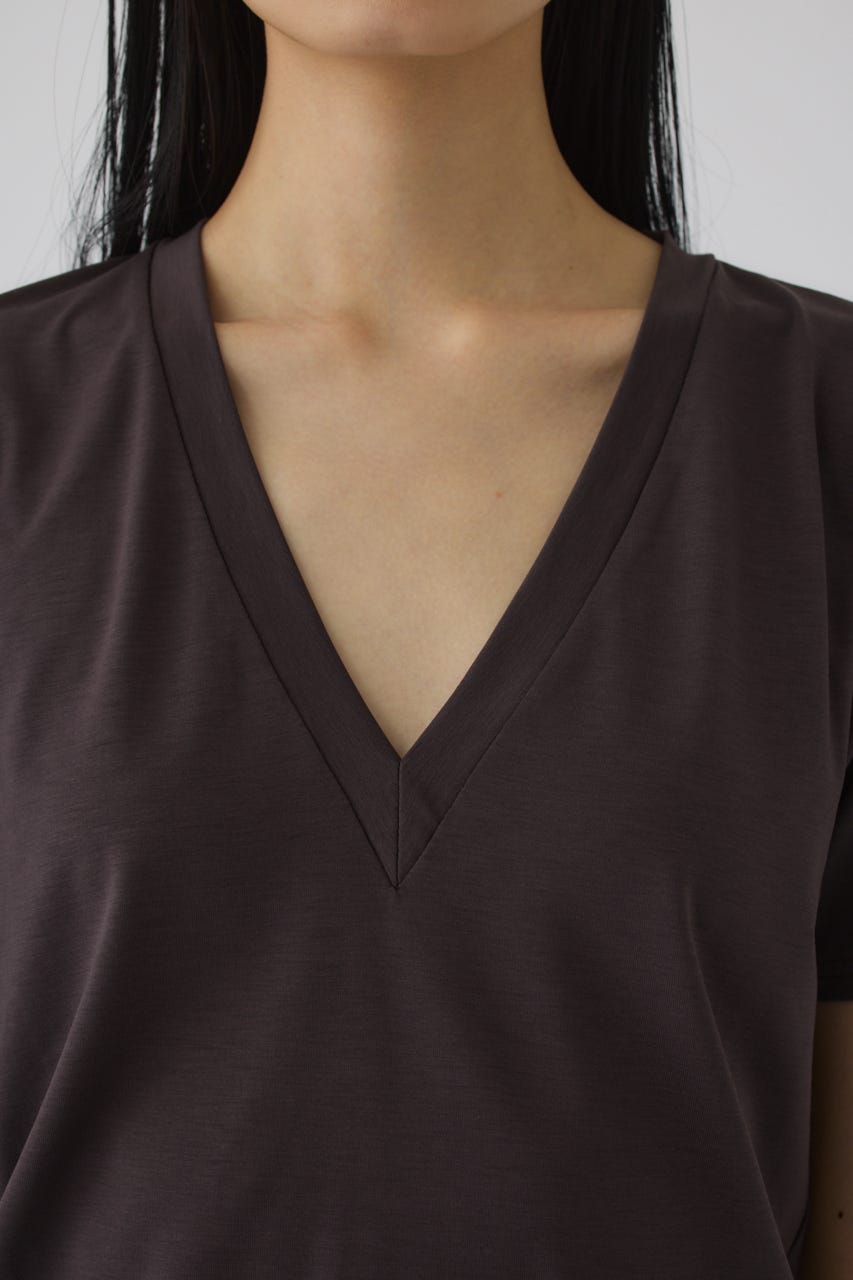 6/17- order start Smooth texture v-neck tee D/BRN FREE