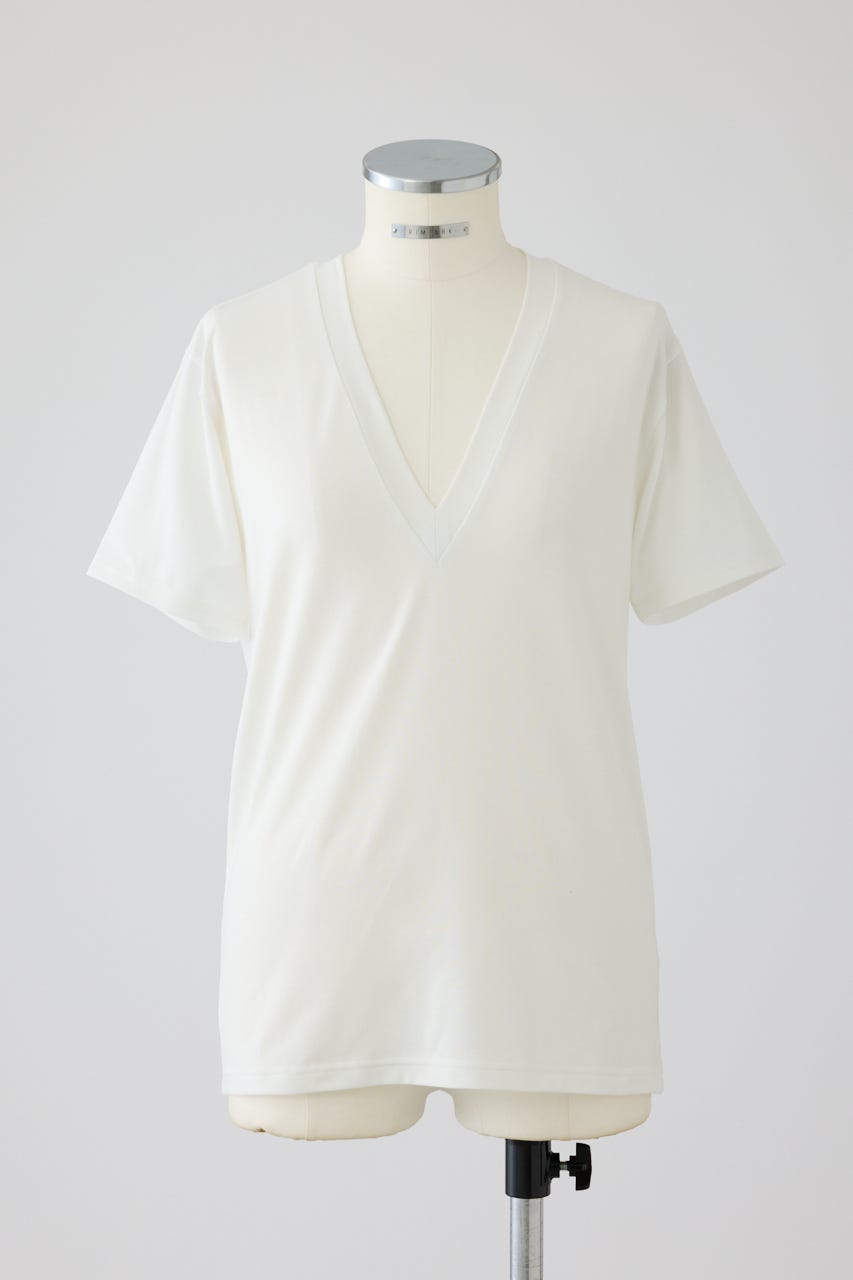 6/17- order start Smooth texture v-neck tee WHT FREE