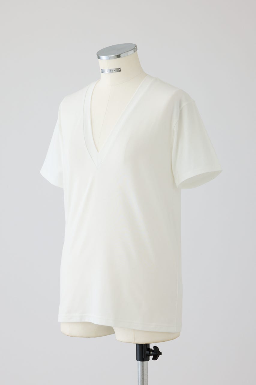 6/17- order start Smooth texture v-neck tee WHT FREE