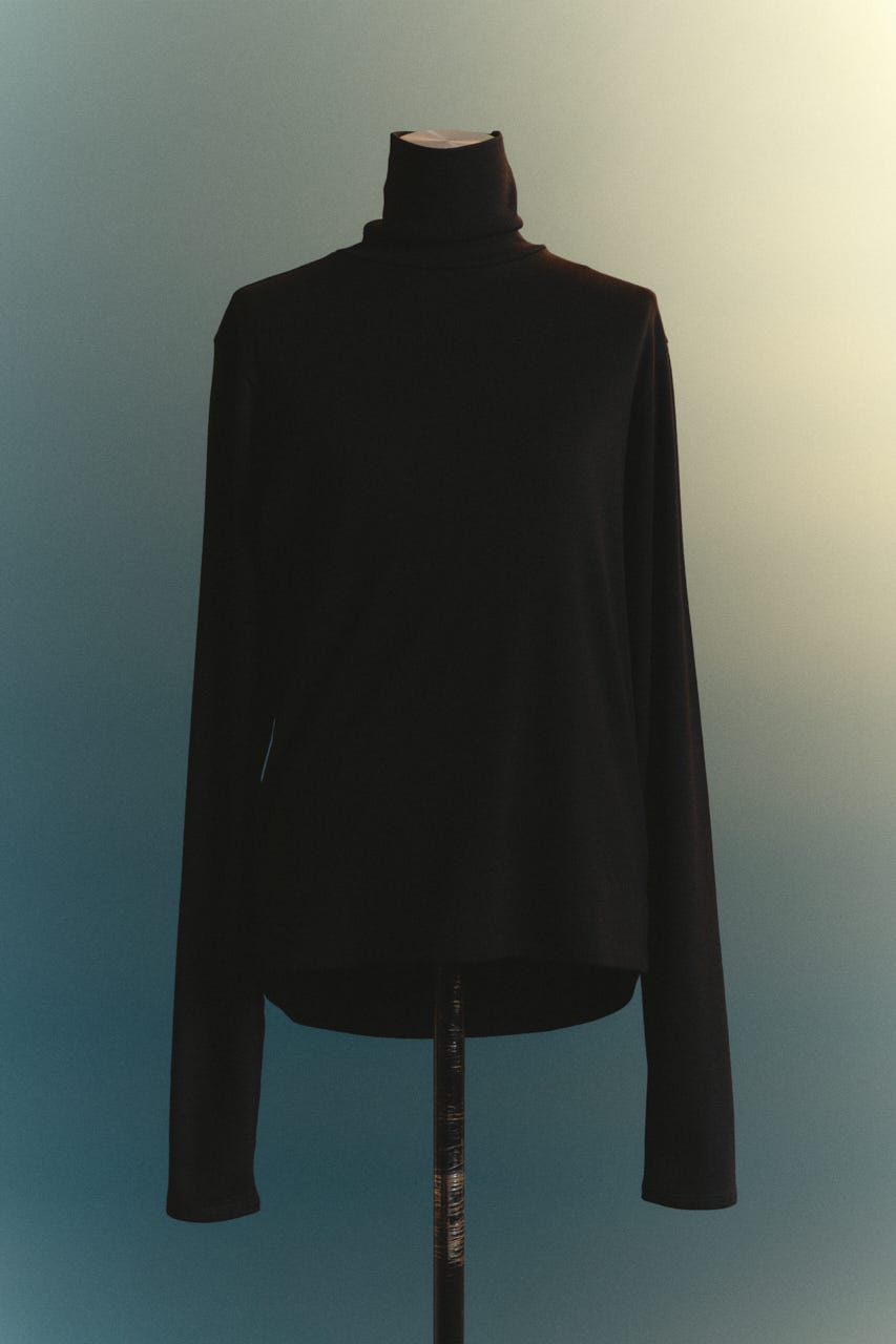 【TRANQUILITY】TQ clear wool turtleneck tops BLK FREE