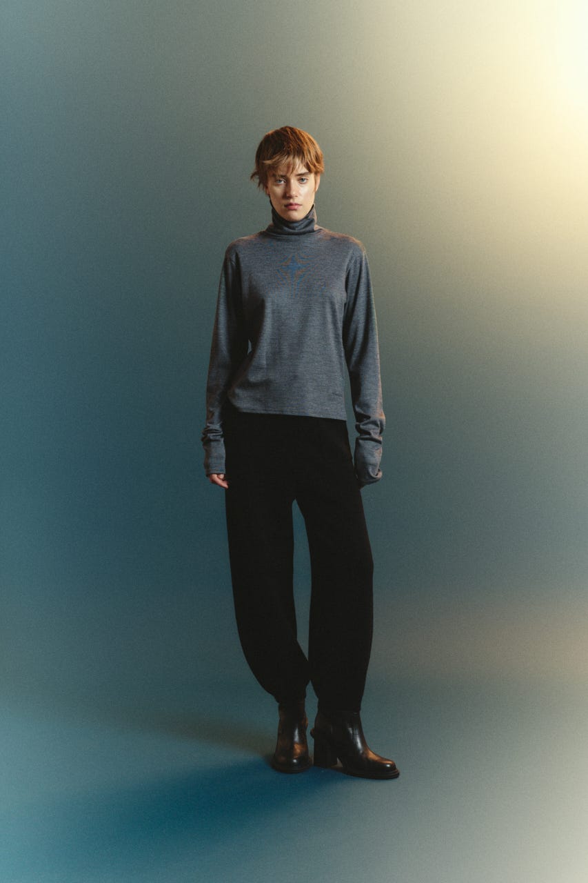 【TRANQUILITY】TQ clear wool turtleneck tops T.GRY FREE