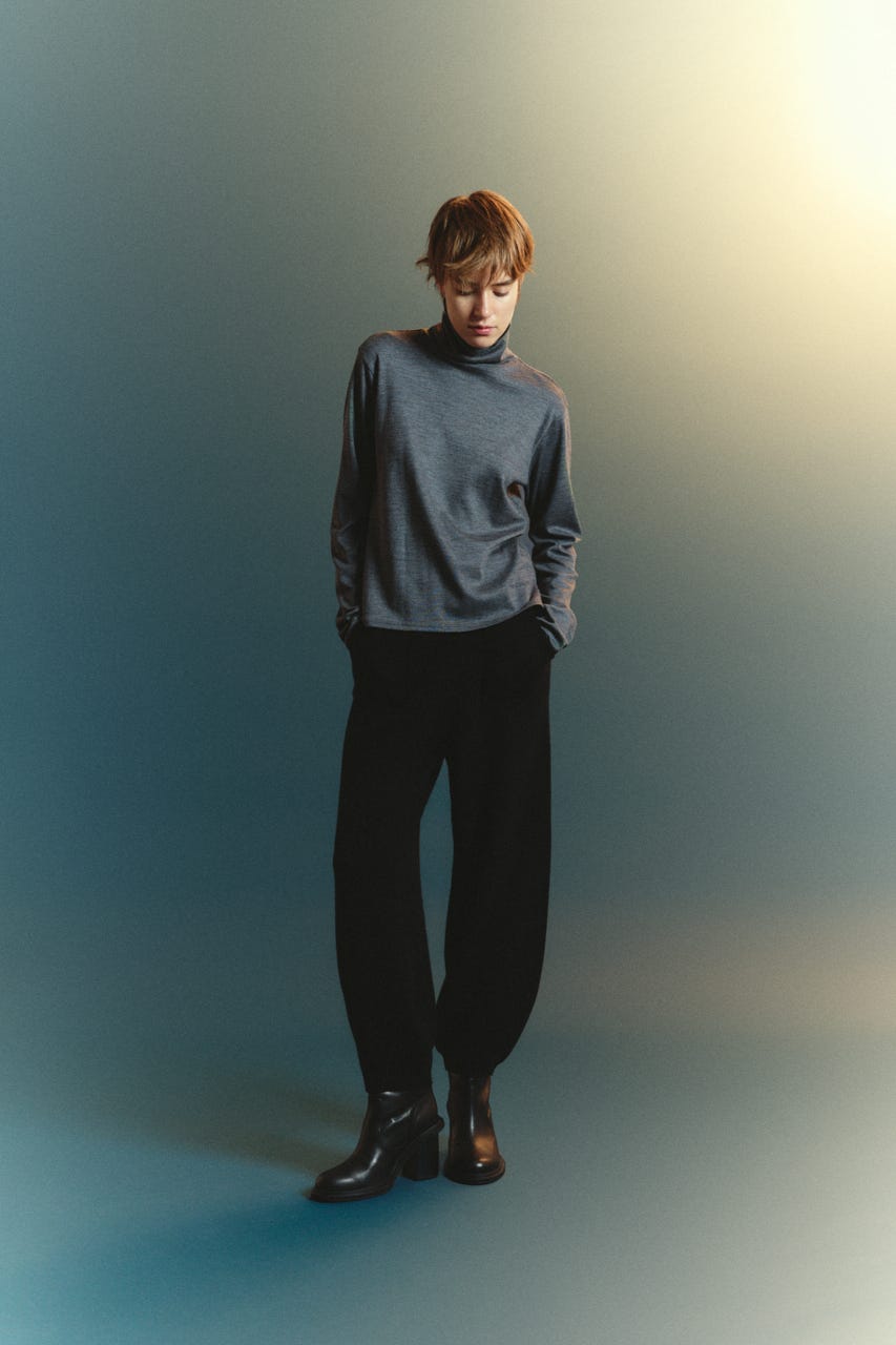 【TRANQUILITY】TQ clear wool turtleneck tops T.GRY FREE