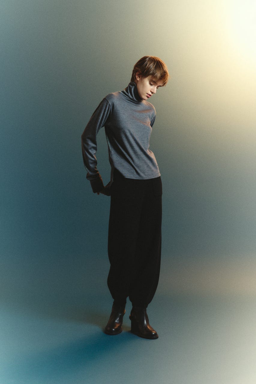 【TRANQUILITY】TQ clear wool turtleneck tops T.GRY FREE