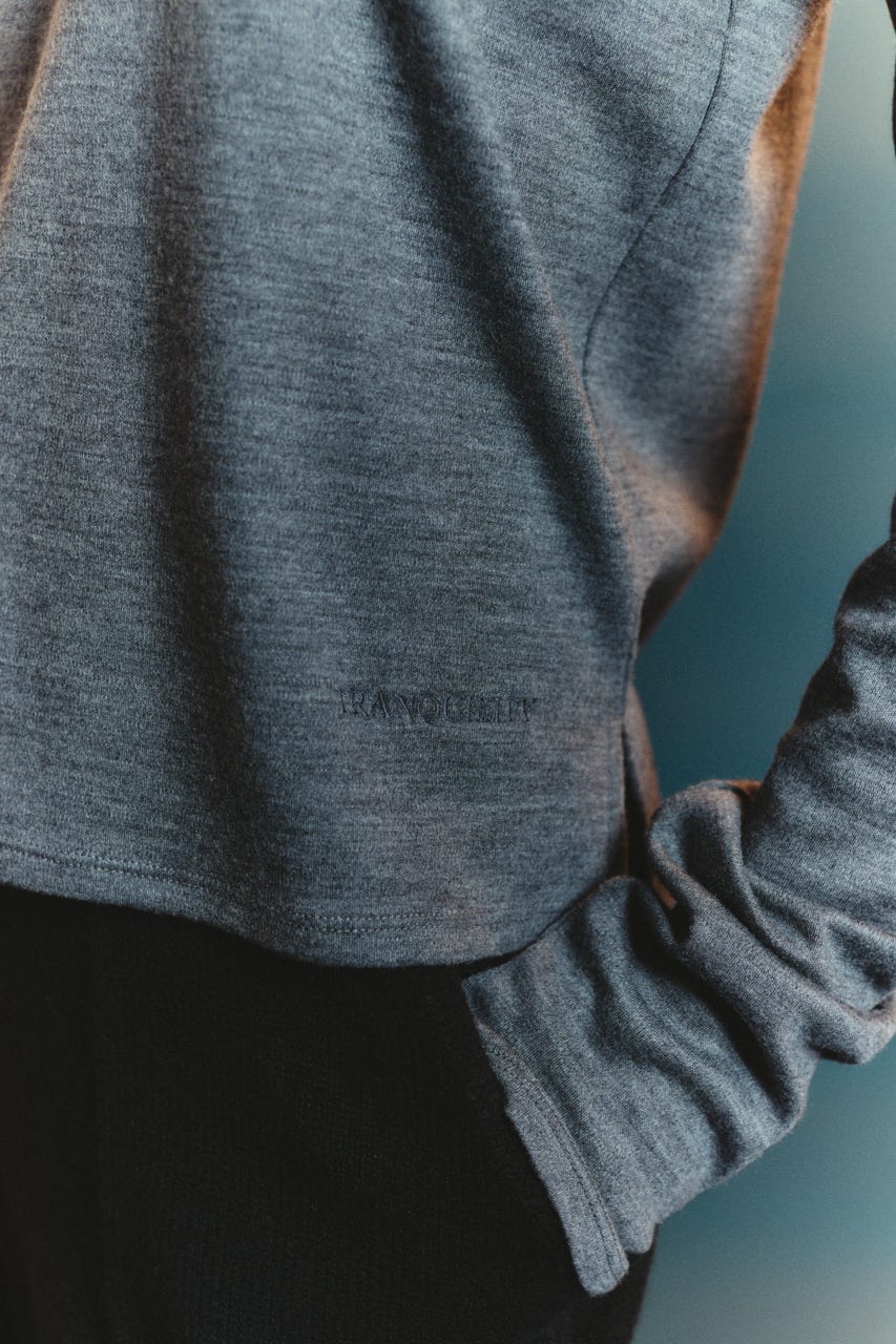 【TRANQUILITY】TQ clear wool turtleneck tops T.GRY FREE