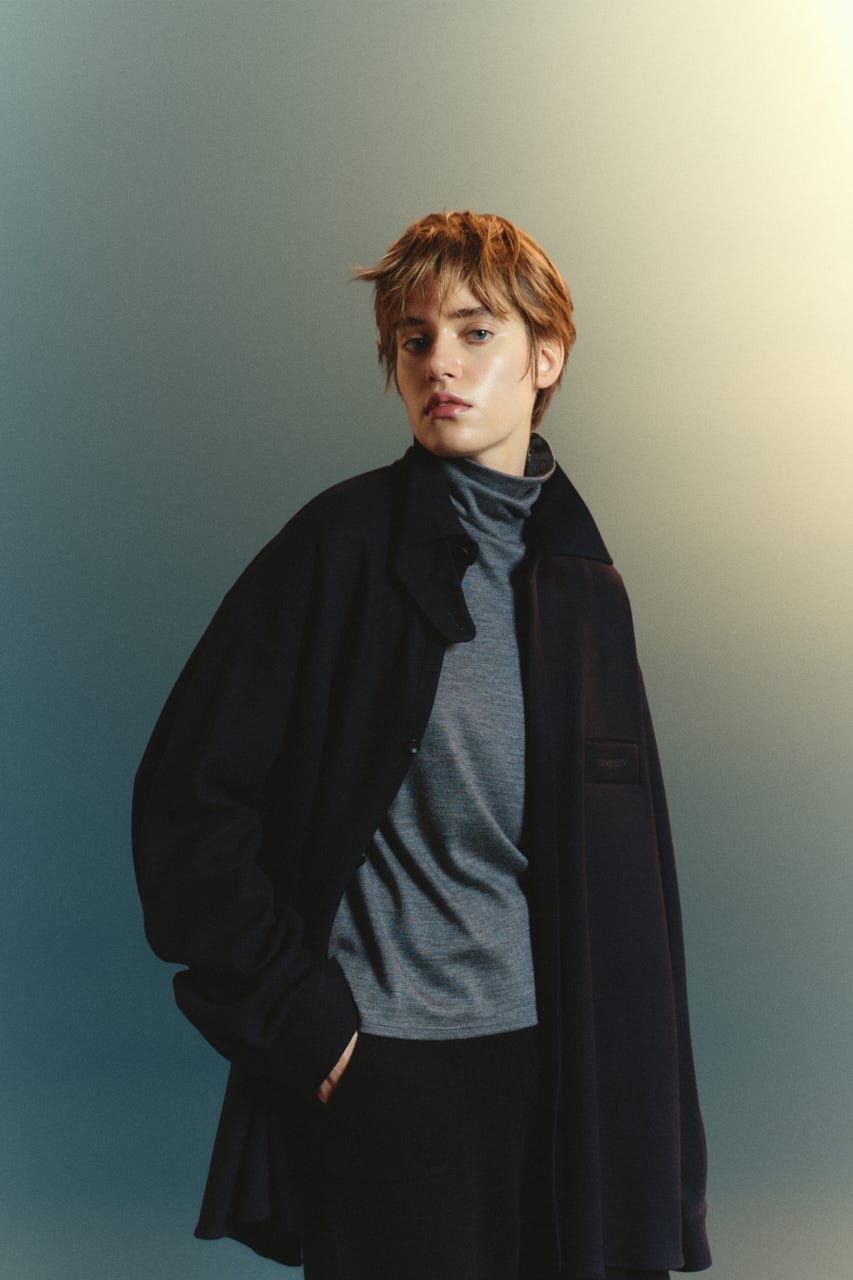 【TRANQUILITY】TQ clear wool turtleneck tops T.GRY FREE