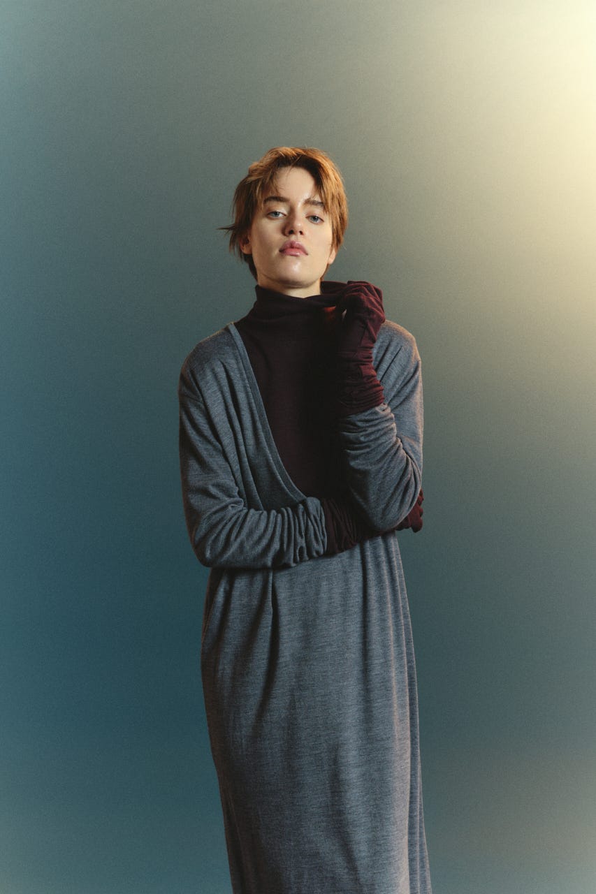 【TRANQUILITY】TQ clear wool elegant dress T.GRY FREE
