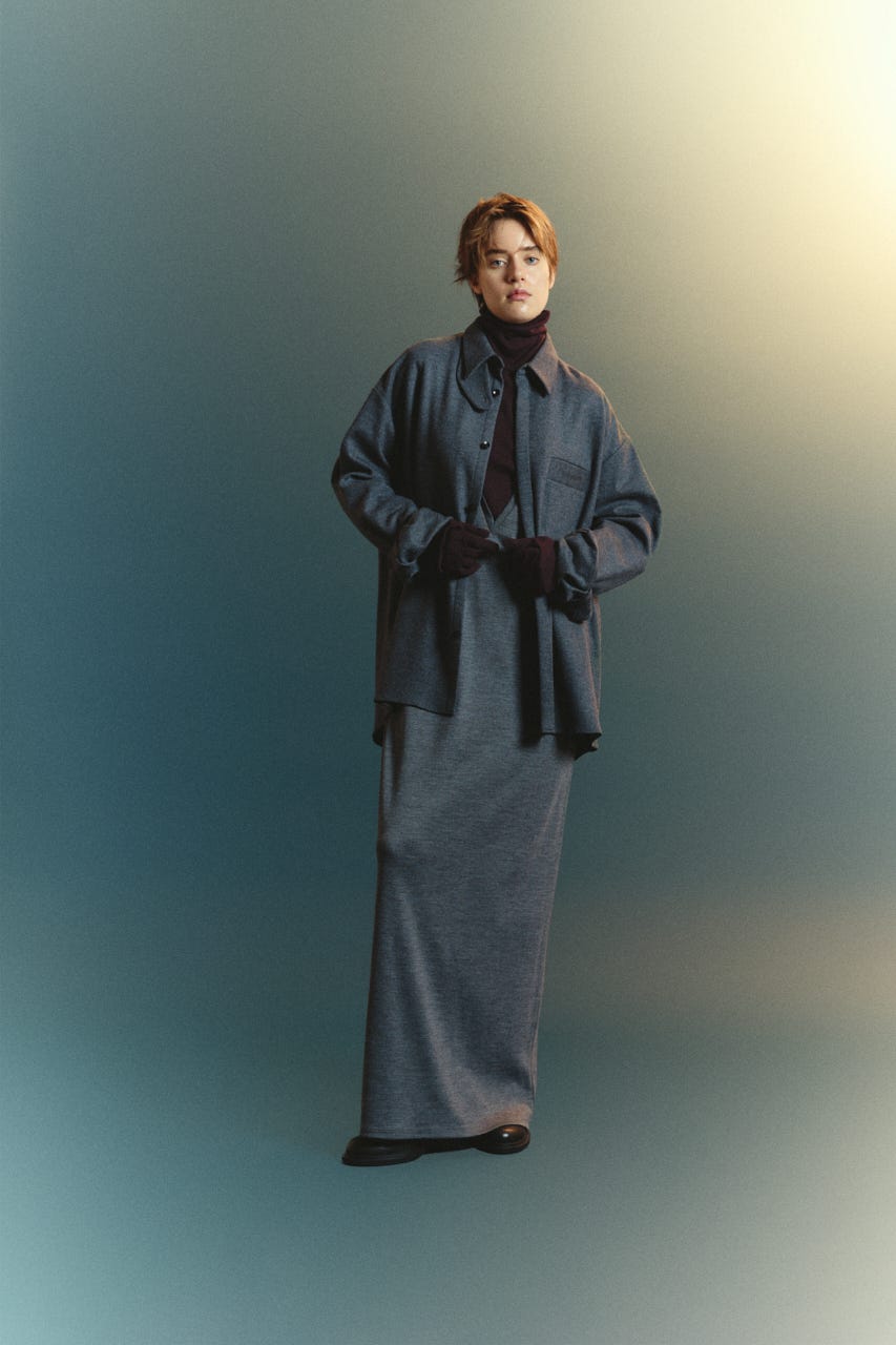 【TRANQUILITY】TQ clear wool elegant dress T.GRY FREE