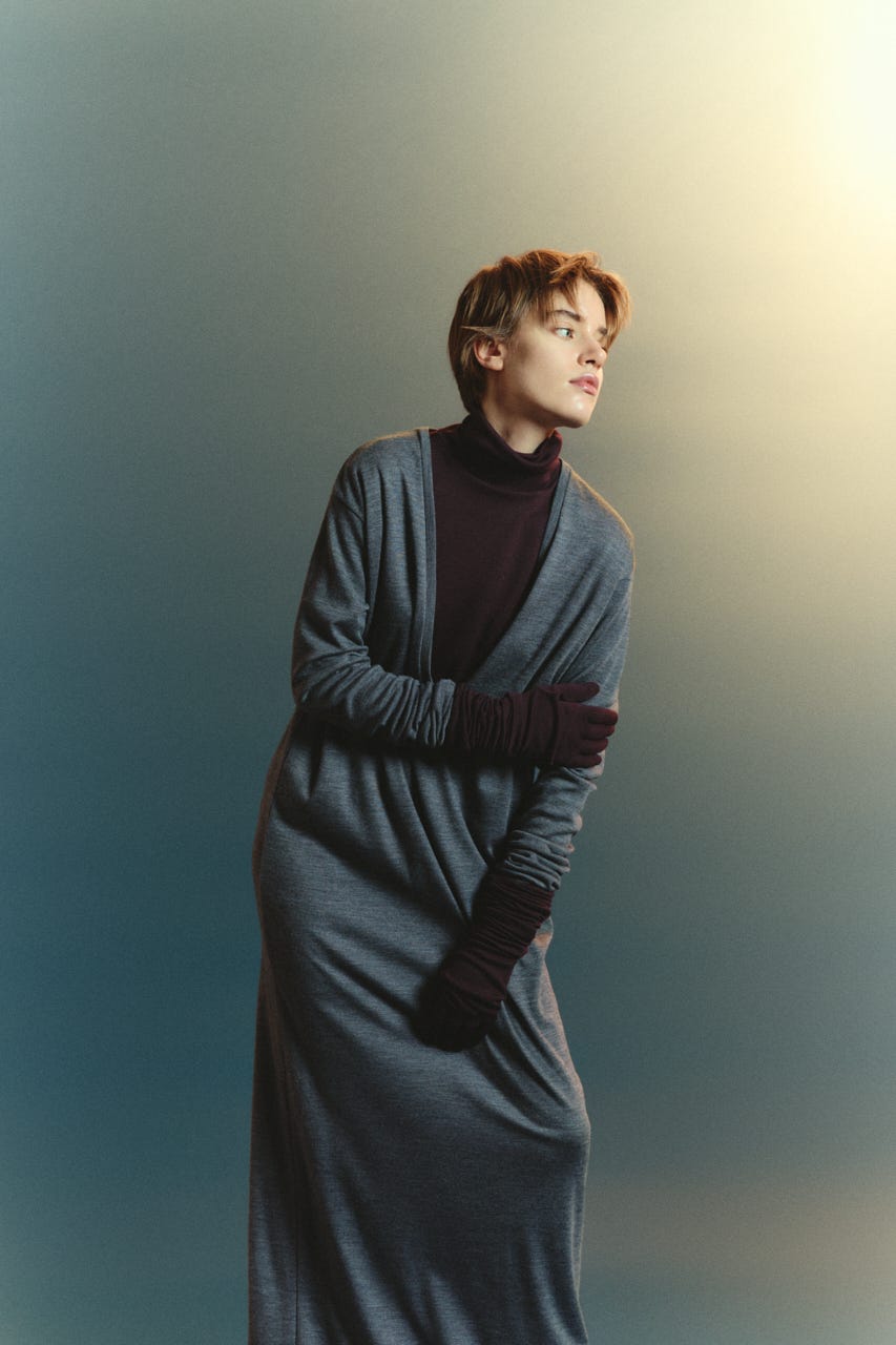 【TRANQUILITY】TQ clear wool elegant dress T.GRY FREE