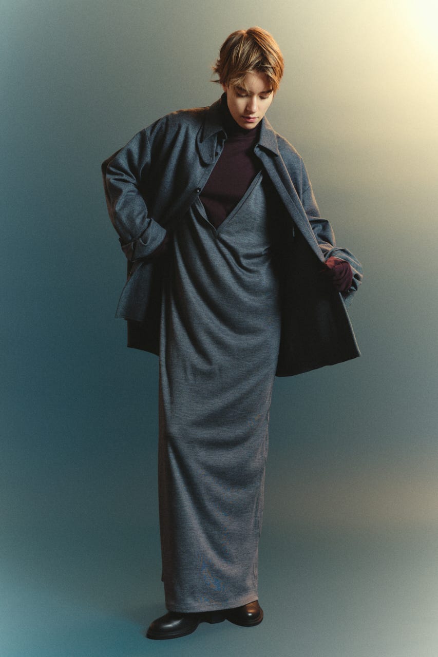 【TRANQUILITY】TQ clear wool elegant dress T.GRY FREE