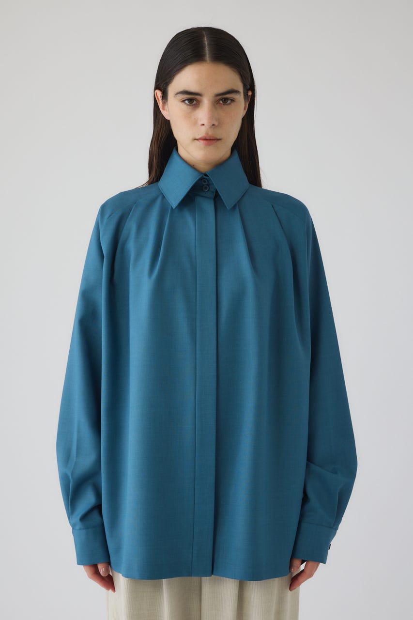 12/17- order start High collar classic blouse BLU FREE